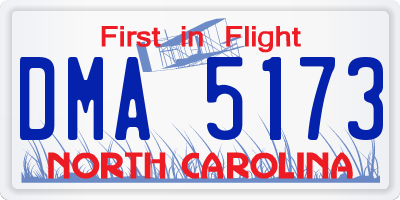 NC license plate DMA5173