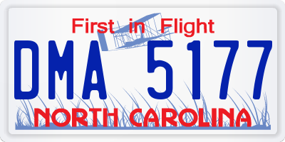 NC license plate DMA5177