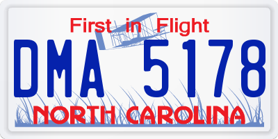 NC license plate DMA5178