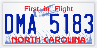 NC license plate DMA5183