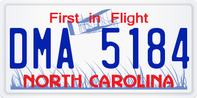 NC license plate DMA5184