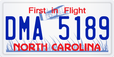 NC license plate DMA5189