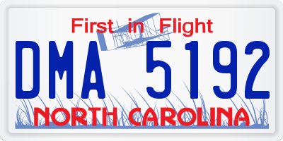 NC license plate DMA5192