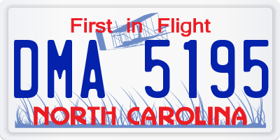 NC license plate DMA5195