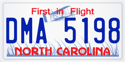 NC license plate DMA5198