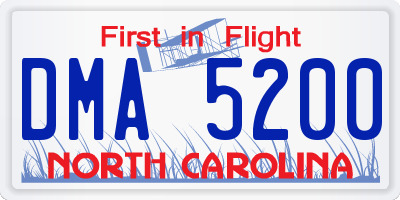 NC license plate DMA5200