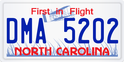 NC license plate DMA5202