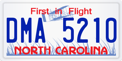 NC license plate DMA5210