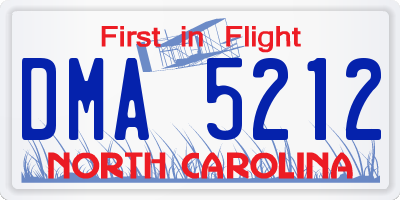 NC license plate DMA5212