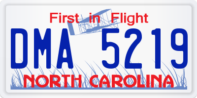 NC license plate DMA5219