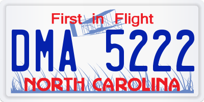 NC license plate DMA5222