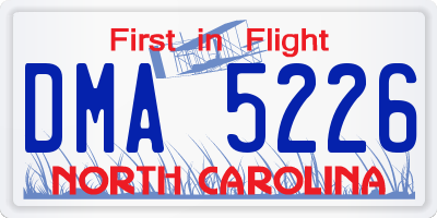 NC license plate DMA5226