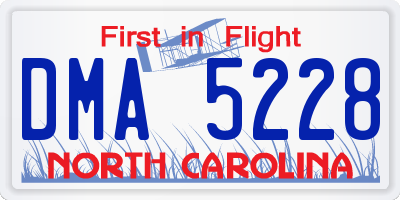 NC license plate DMA5228