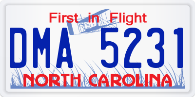 NC license plate DMA5231