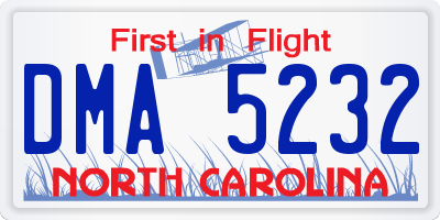 NC license plate DMA5232