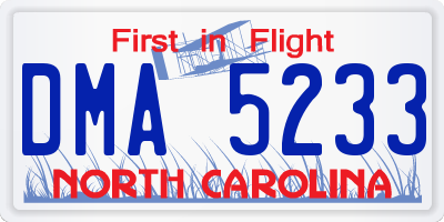 NC license plate DMA5233