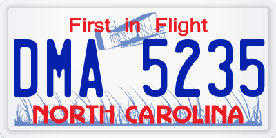NC license plate DMA5235