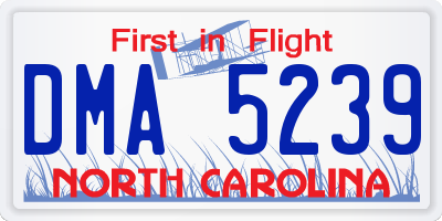 NC license plate DMA5239