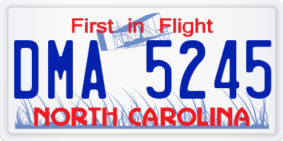 NC license plate DMA5245