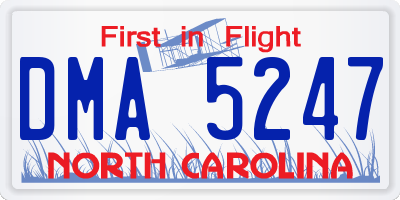 NC license plate DMA5247