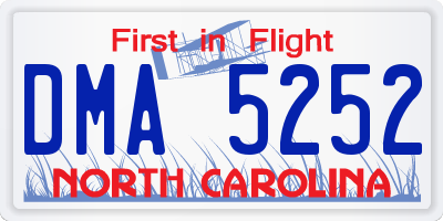 NC license plate DMA5252