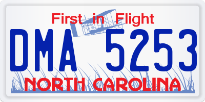 NC license plate DMA5253