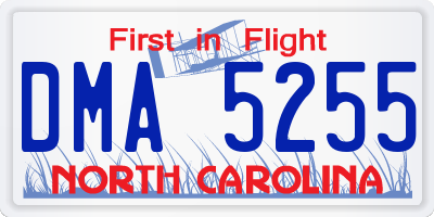 NC license plate DMA5255