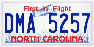 NC license plate DMA5257