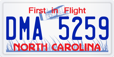 NC license plate DMA5259