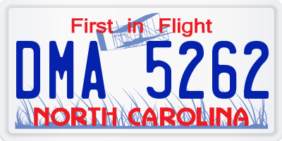 NC license plate DMA5262