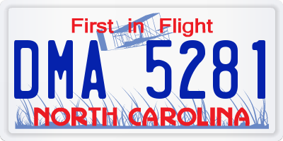 NC license plate DMA5281