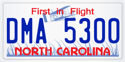 NC license plate DMA5300