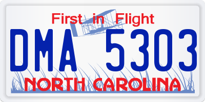 NC license plate DMA5303