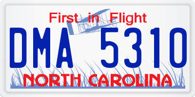 NC license plate DMA5310