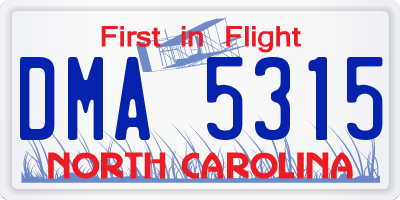 NC license plate DMA5315