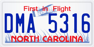 NC license plate DMA5316