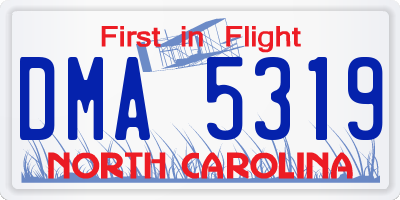 NC license plate DMA5319