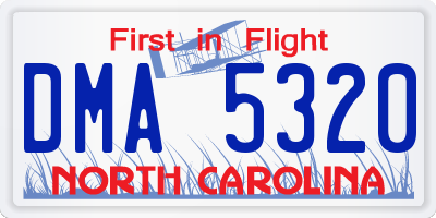NC license plate DMA5320