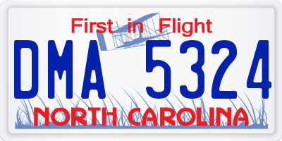NC license plate DMA5324