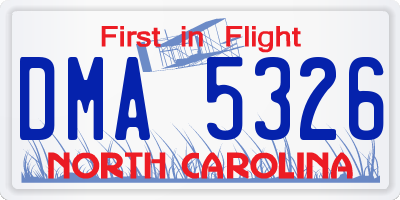 NC license plate DMA5326