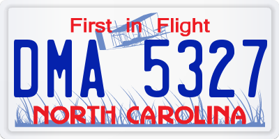 NC license plate DMA5327