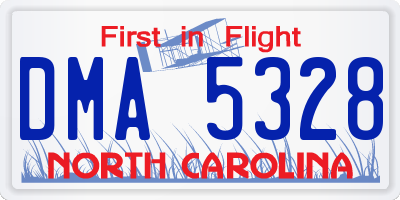 NC license plate DMA5328