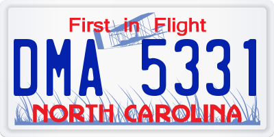 NC license plate DMA5331