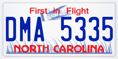 NC license plate DMA5335