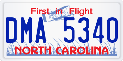 NC license plate DMA5340