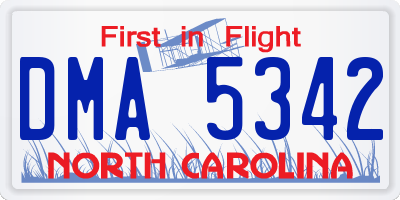 NC license plate DMA5342