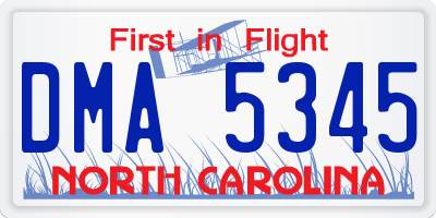 NC license plate DMA5345