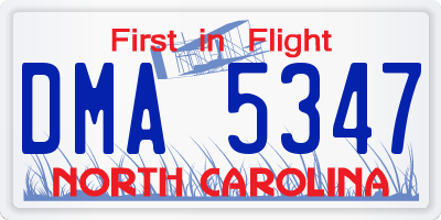 NC license plate DMA5347
