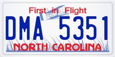 NC license plate DMA5351