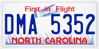 NC license plate DMA5352
